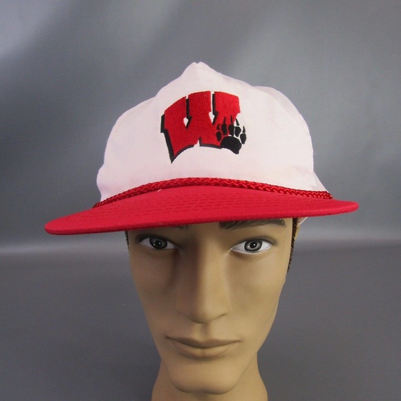 Vintage Wisconsin Badgers Strapback Hat Otto Adjustable Cap Paw Print Logo - Picture 2 of 9